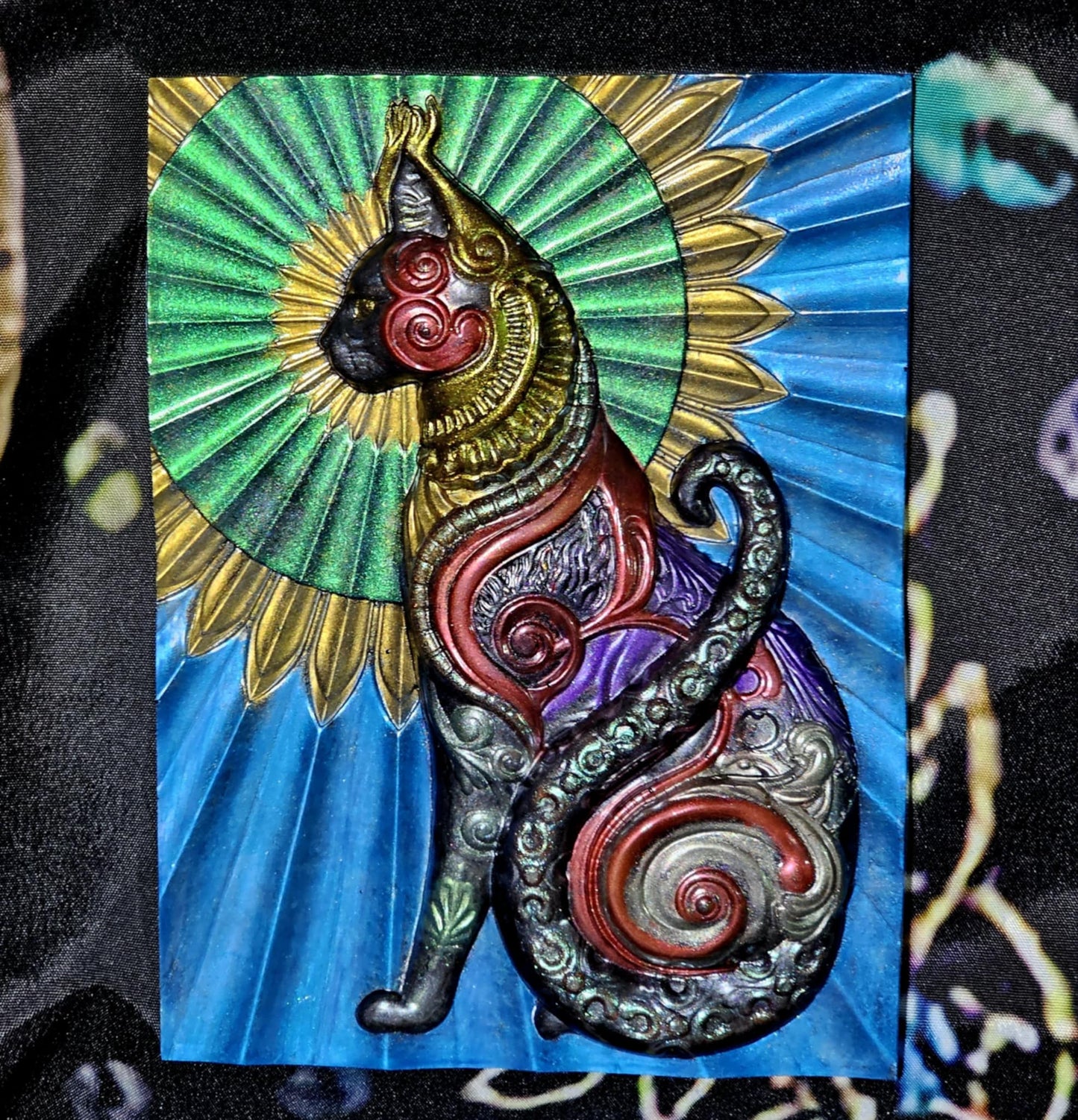 Hand Painted Resin Bastet Wall Hanging
