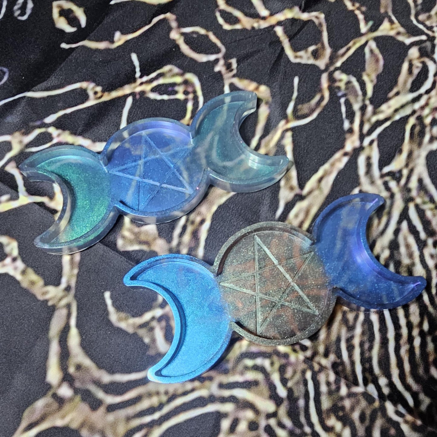 Hand Painted Phases of the Moon Resin Jewelry Tray