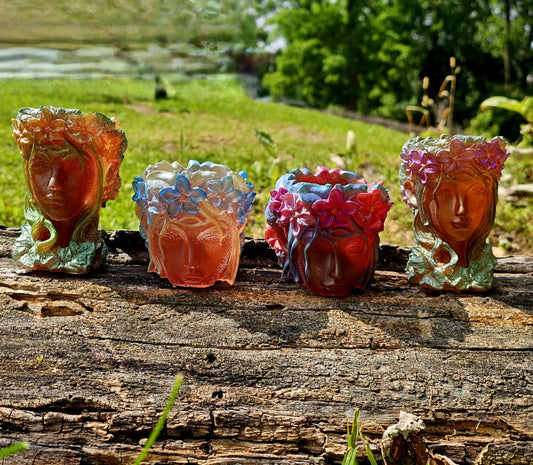 Hand Painted Gaia Resin Planter Head