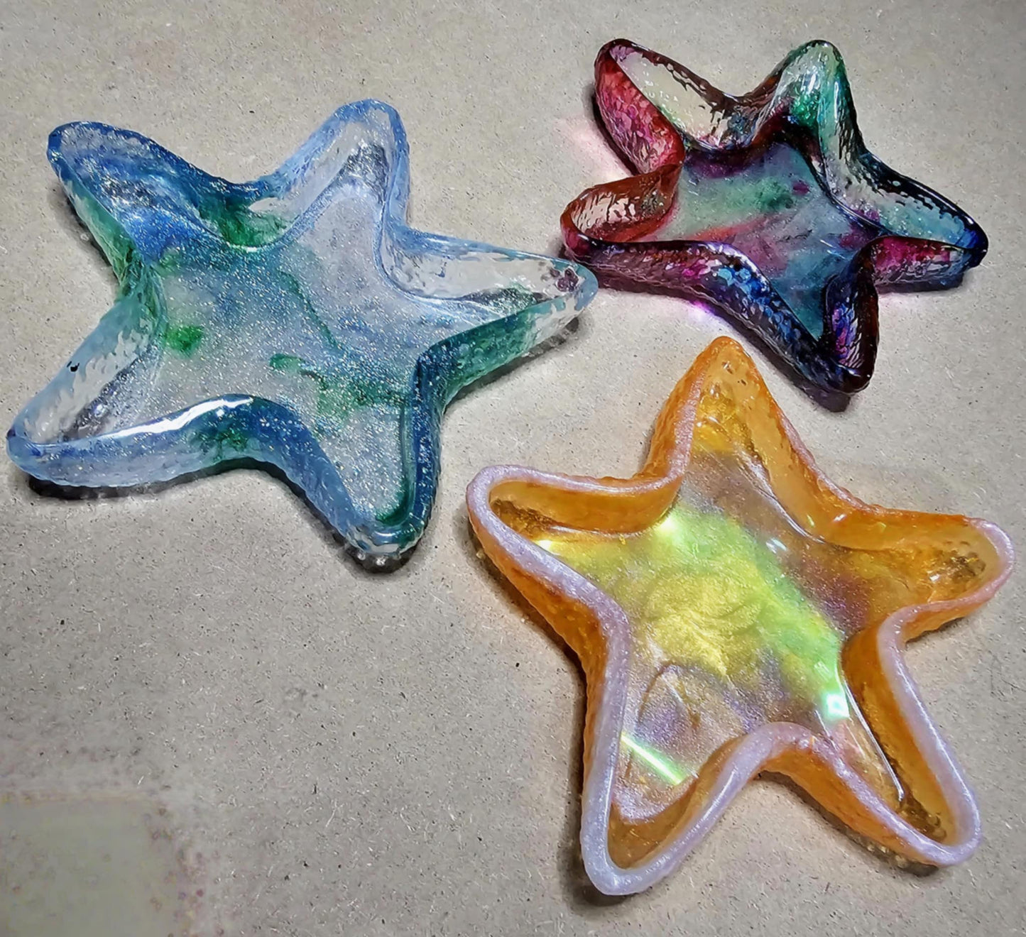 Handcrafted Resin Starfish Jewelry Holder Multicolored