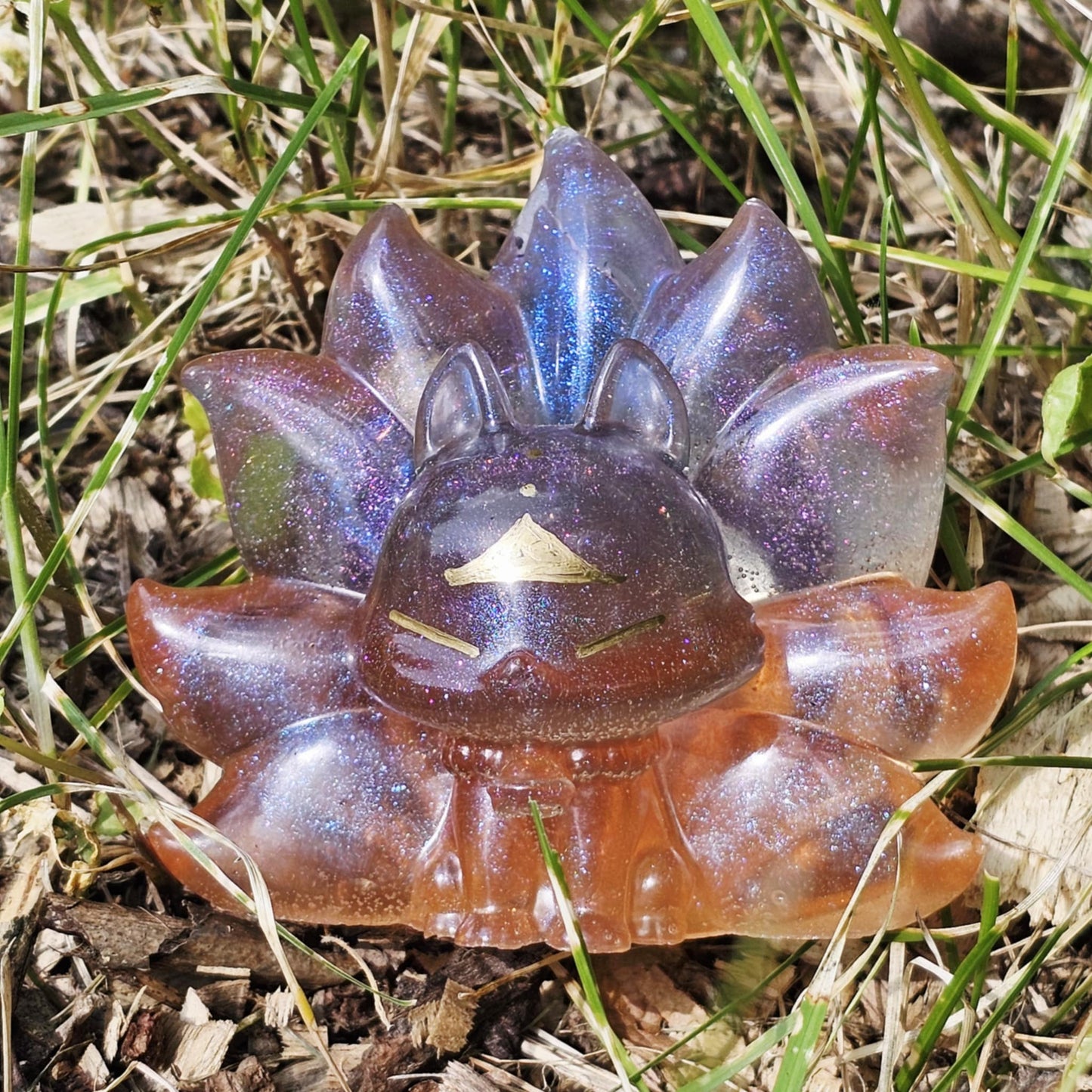 Hand Painted Adorable Nine Tailed Resin Fox