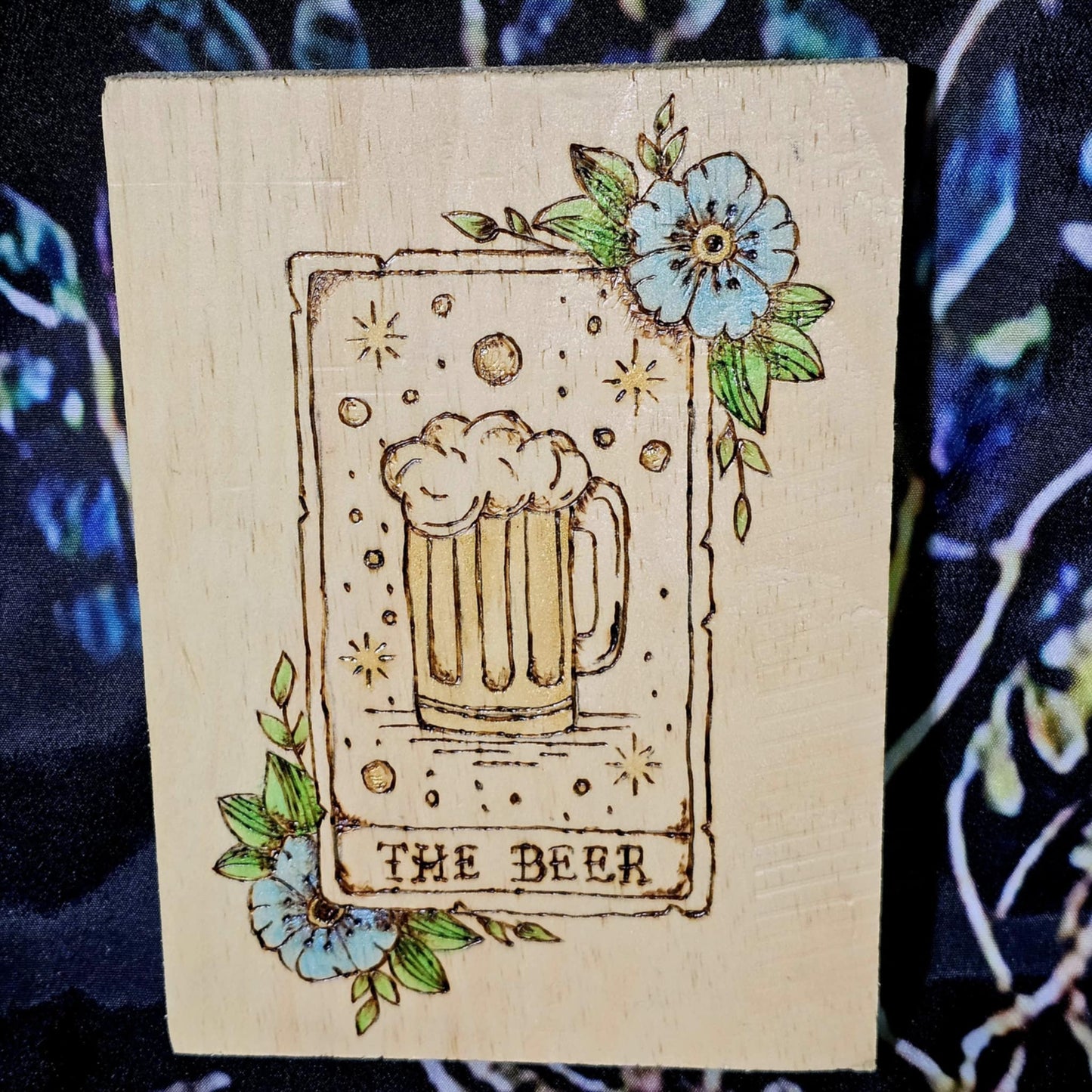 The Coffee, The Beer, The Wine, The Tea Humor Woodburned Tarot Cards