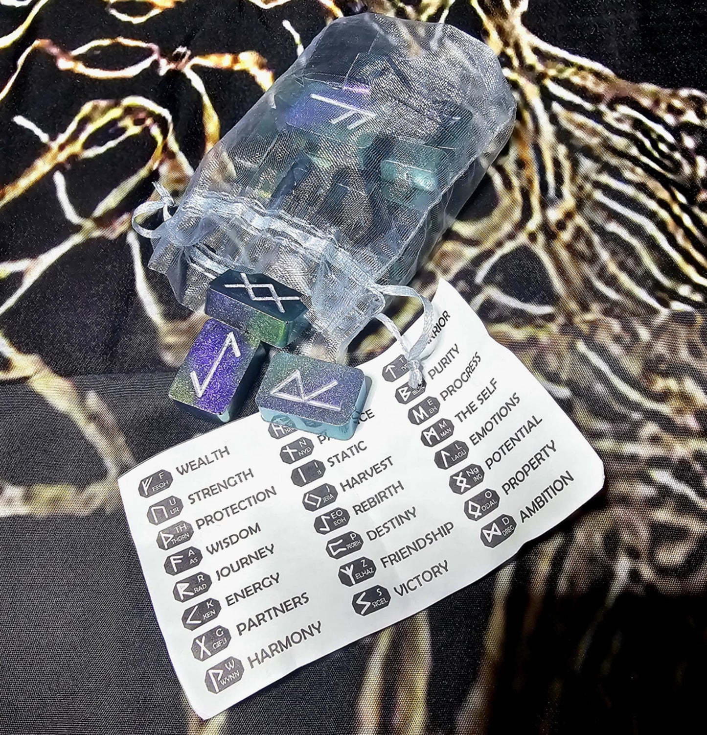 Handcrafted and Hand Painted Resin Runes with Guide