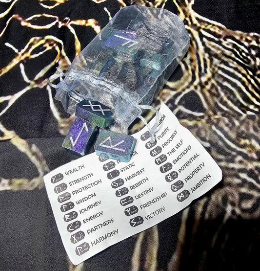 Handcrafted and Hand Painted Resin Runes with Guide