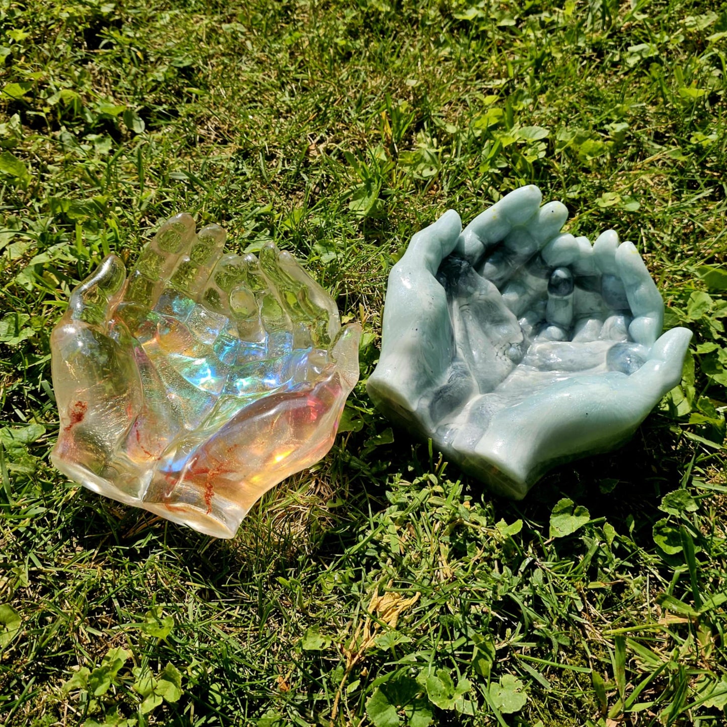 Handcrafted Resin "Giving" Hands for Decor, Planting, Home Garden
