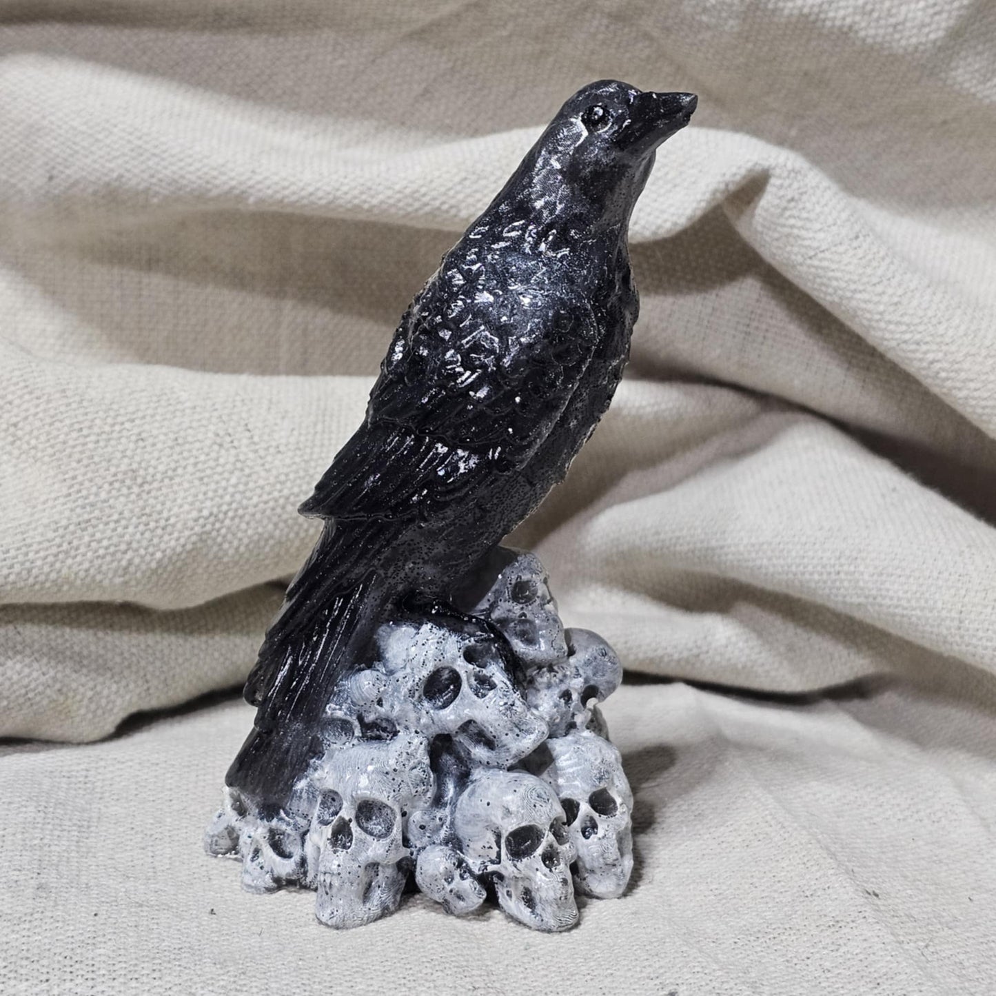 Hand Painted Resin Raven Sculpture