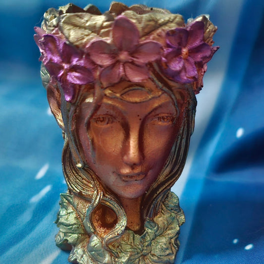 Hand Painted Gaia Resin Planter Head