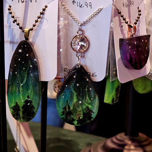 Hand-Painted Glow in the Dark Aurora Borealis Necklace