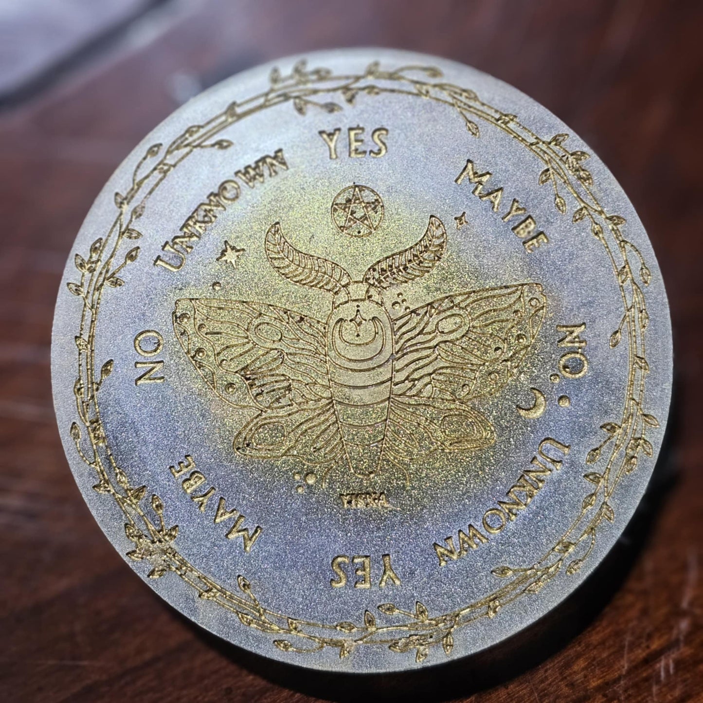 Selenite Infused Hand Painted Resin Pendulum Board