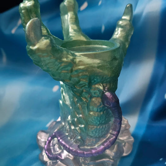 Hand Painted Celtic Dragon Claw Resin Tealight or Crystal Sphere Holder