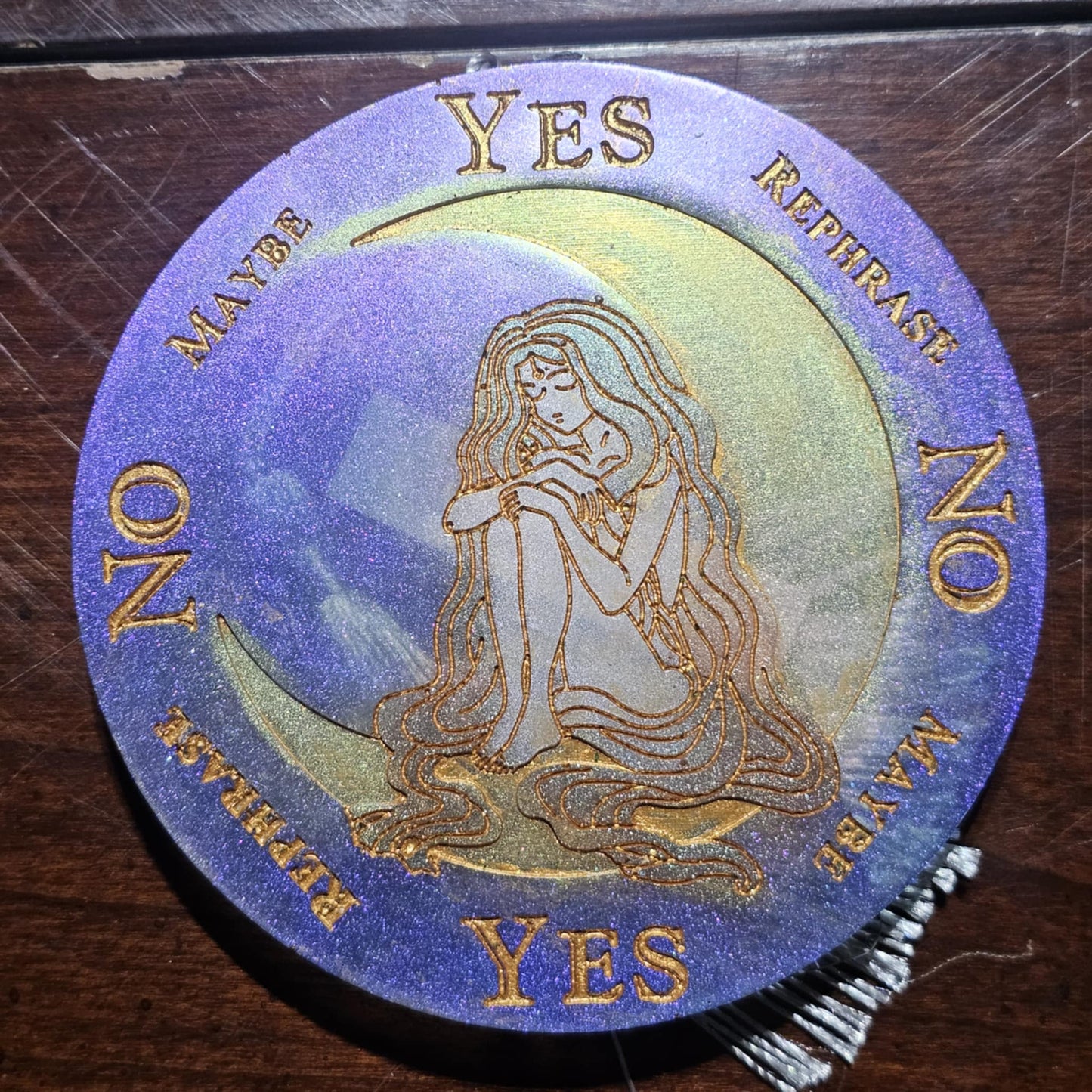 Selenite Infused Hand Painted Resin Pendulum Board