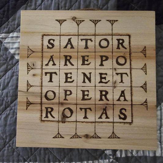 Hand Sketched SATOR Wooden Magical Square for Protection