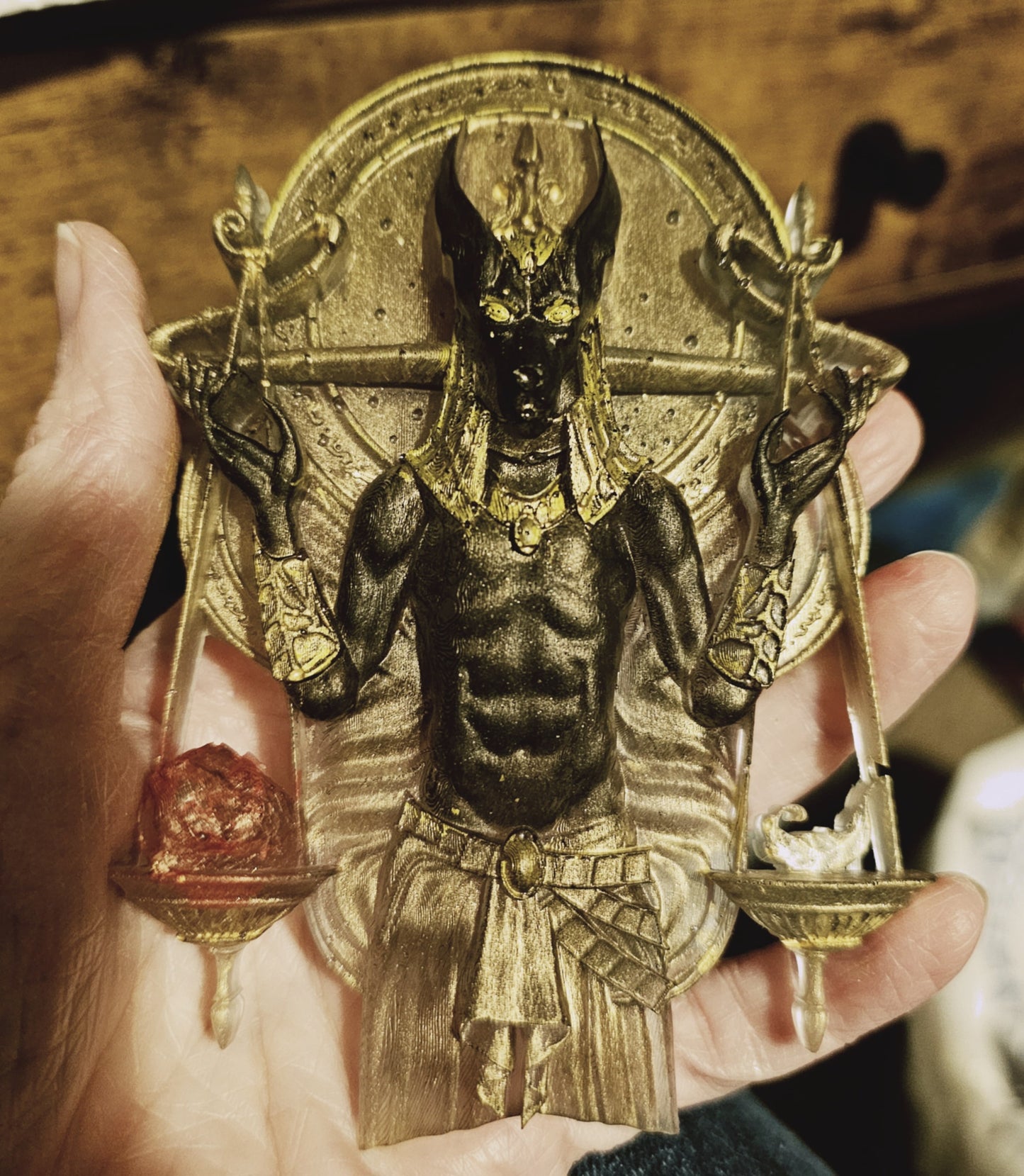 Hand-Painted Resin Anubis Wall Hanging