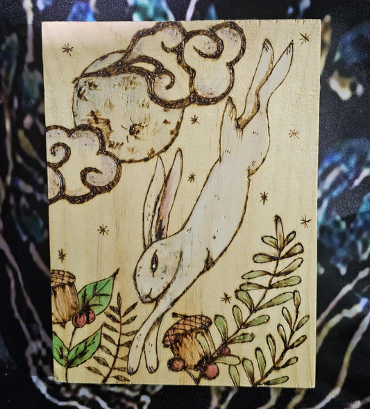 Magical Hare Woodburning Symbol of Fertility and Abundance