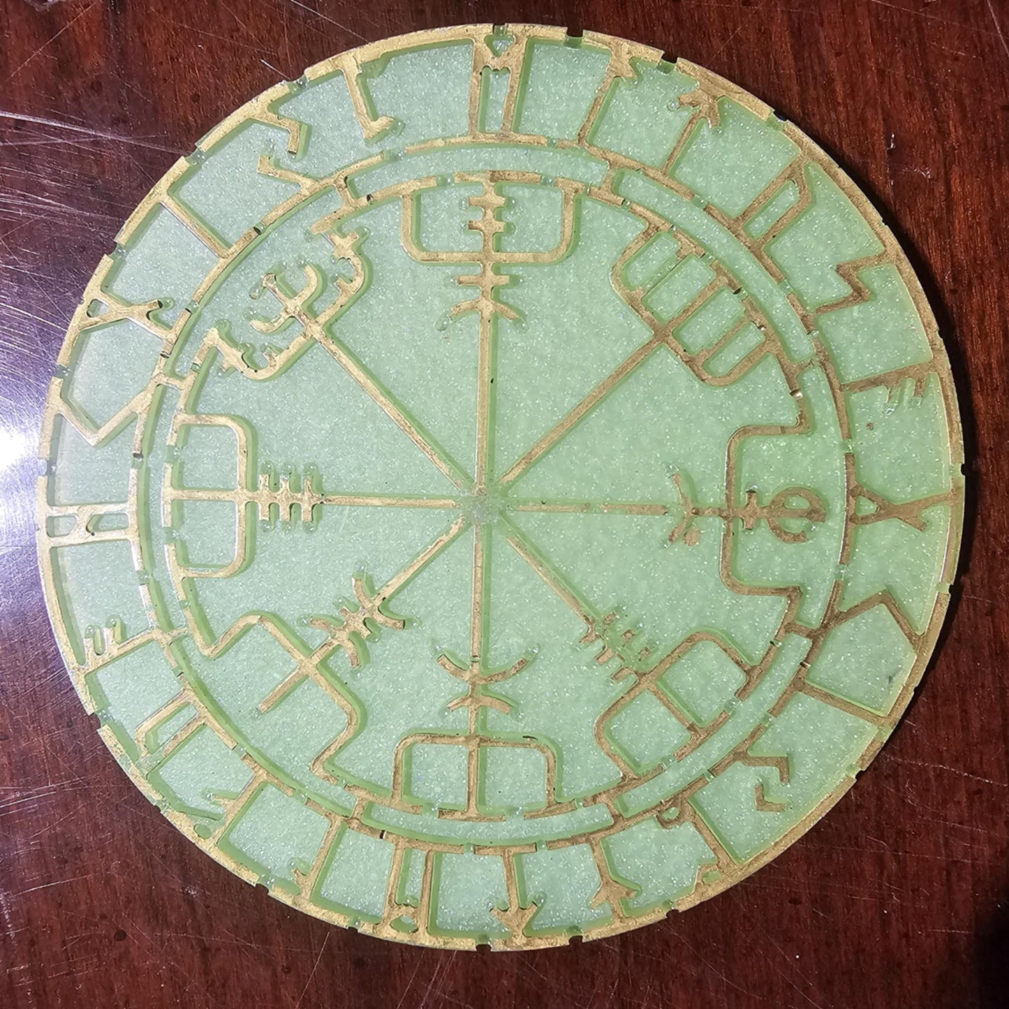 Hand Painted Resin Viking Helm of Awe or Vegvisir Plate