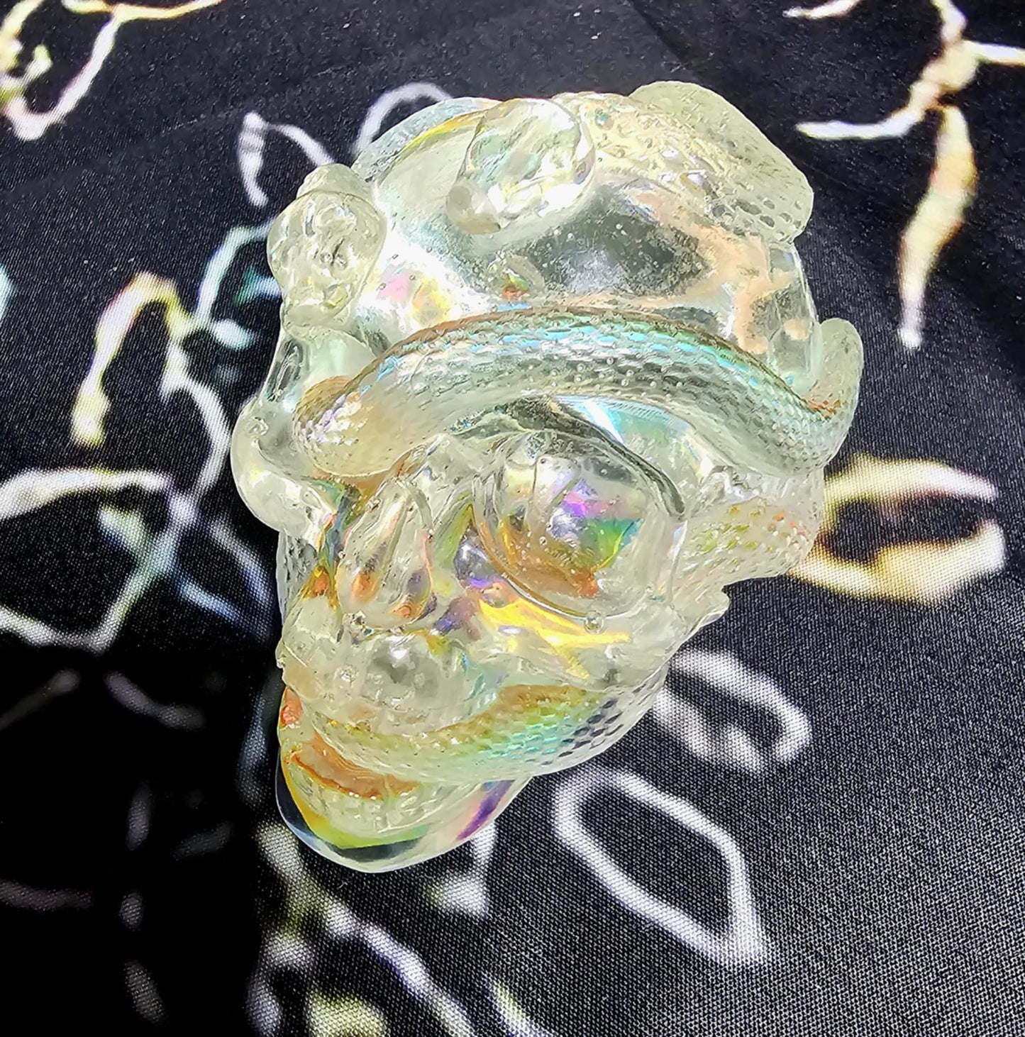 Hand Painted Resin Skull with Snake